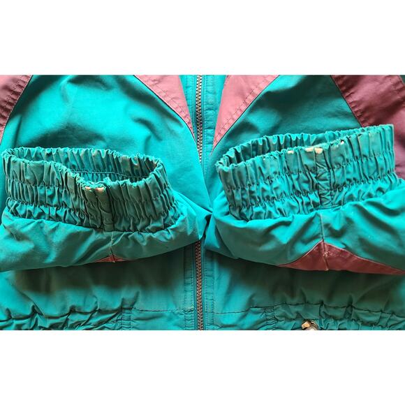 Anaheim Mighty Ducks 90s NUTMEG puffer Campri jacket XL teal purple NHL vintage - Picture 4 of 8